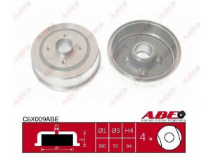 ABE C6X009ABE stabdžių būgnas 
 Stabdžių sistema -> Būgninis stabdys -> Stabdžių būgnas
4 18 001, 9004417, 9196290