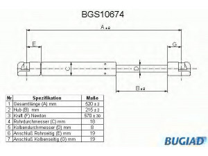 BUGIAD BGS10674 dujinė spyruoklė, bagažinė 
 Priedai -> Bagažinė/pakrovimo skyrius
46524047