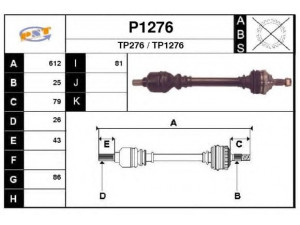 SNRA P1276 kardaninis velenas 
 Ratų pavara -> Kardaninis velenas
1045574, 9637378180
