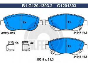 GALFER B1.G120-1303.2 stabdžių trinkelių rinkinys, diskinis stabdys 
 Techninės priežiūros dalys -> Papildomas remontas
04465-05260