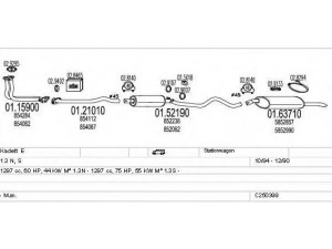MTS C250399005132 išmetimo sistema 
 Išmetimo sistema -> Išmetimo sistema, visa