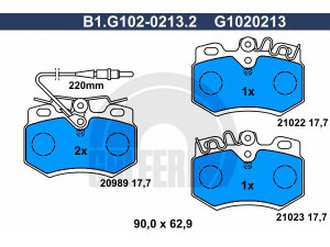 GALFER B1.G102-0213.2 stabdžių trinkelių rinkinys, diskinis stabdys 
 Techninės priežiūros dalys -> Papildomas remontas
95 616 818, 4250 37, 4250 39, 4250 82