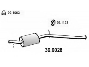 ASSO 36.6028 vidurinis duslintuvas 
 Išmetimo sistema -> Duslintuvas
1705FX, 1705FY, 1717FK, 1717J4