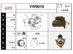 SNRA VW9010 starteris 
 Elektros įranga -> Starterio sistema -> Starteris
02B911023AX, 02B911023D