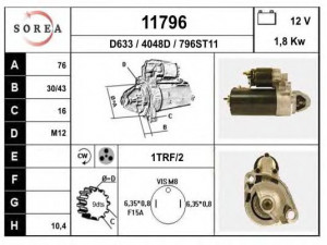 EAI 11796 starteris 
 Elektros įranga -> Starterio sistema -> Starteris
077911023E, 6700914291
