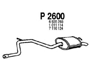 FENNO P2600 galinis duslintuvas 
 Išmetimo sistema -> Duslintuvas
1002650, 1011114, 1040865, 1074182