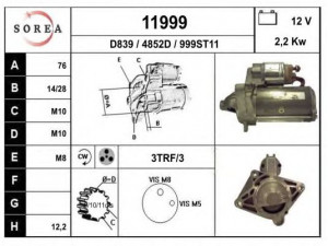 EAI 11999 starteris 
 Elektros įranga -> Starterio sistema -> Starteris
M1T80681, 8200458765