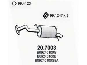 ASSO 20.7003 galinis duslintuvas 
 Išmetimo sistema -> Duslintuvas
B32740100G, B69240100E, B69240100F