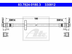 ATE 83.7824-0180.3 stabdžių žarnelė 
 Stabdžių sistema -> Stabdžių žarnelės
321 611 775, 431 611 775 A, 433 611 775 A