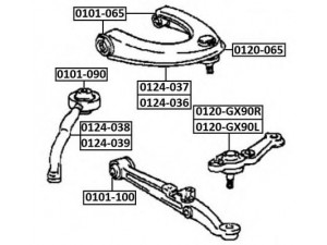 ASVA 0101-065 valdymo svirties/išilginių svirčių įvorė 
 Ašies montavimas/vairavimo mechanizmas/ratai -> Valdymo svirtis/pasukamosios svirties sujungimas -> Montavimas/sutvirtinimas
48610-39055, 48630-39025, 48610-29055