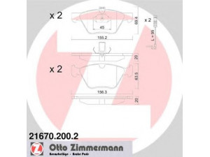 ZIMMERMANN 21670.200.2 stabdžių trinkelių rinkinys, diskinis stabdys 
 Techninės priežiūros dalys -> Papildomas remontas