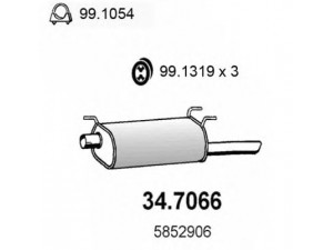 ASSO 34.7066 galinis duslintuvas 
 Išmetimo sistema -> Duslintuvas
5852906, 90528720, 90531931