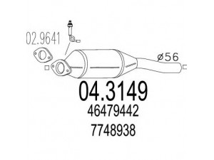 MTS 04.3149 katalizatoriaus keitiklis 
 Išmetimo sistema -> Katalizatoriaus keitiklis
46479442, 46401004, 46412113, 46449672