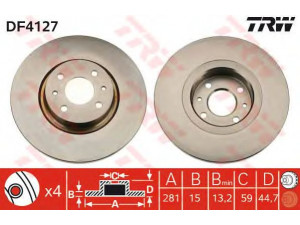 TRW DF4127 stabdžių diskas 
 Stabdžių sistema -> Diskinis stabdys -> Stabdžių diskas
46737998, 46763837