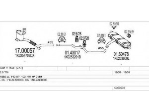 MTS C380233003042 išmetimo sistema 
 Išmetimo sistema -> Išmetimo sistema, visa