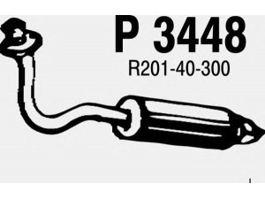 FENNO P3448 priekinis duslintuvas 
 Išmetimo sistema -> Duslintuvas
R201-40-300D, R201-40-300F, R235-40-300
