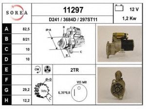 EAI 11297 starteris 
 Elektros įranga -> Starterio sistema -> Starteris
M2T50171, M2T50181, M2T52071, M2T52081