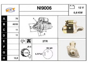 SNRA NI9006 starteris 
 Elektros įranga -> Starterio sistema -> Starteris
M2T23181, M2T37081, M3T27781, M3T27781D
