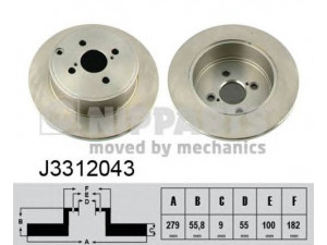 NIPPARTS J3312043 stabdžių diskas 
 Stabdžių sistema -> Diskinis stabdys -> Stabdžių diskas
42431-02080, 42431-02081