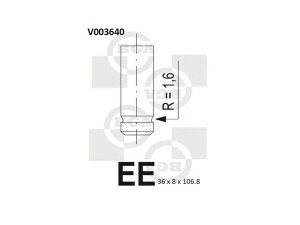 BGA V003640 išleidimo vožtuvas 
 Variklis -> Variklio uždegimo laiko reguliavimo kontrolė -> Vožtuvų eilė -> Vožtuvai/dalys
RF01-12-121, RF0112121