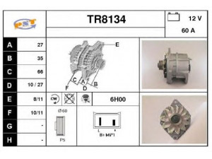 SNRA TR8134 kintamosios srovės generatorius 
 Elektros įranga -> Kint. sr. generatorius/dalys -> Kintamosios srovės generatorius