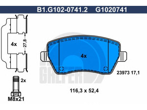 GALFER B1.G102-0741.2 stabdžių trinkelių rinkinys, diskinis stabdys 
 Techninės priežiūros dalys -> Papildomas remontas
415 421 05 10, D1060-AX60A, 41 06 047 75R