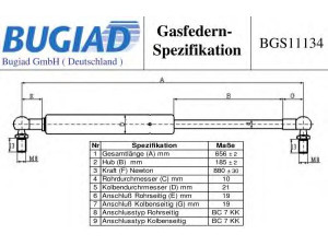 BUGIAD BGS11134 dujinė spyruoklė, bagažinė 
 Priedai -> Bagažinė/pakrovimo skyrius
04894554AB