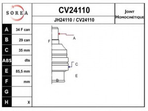 EAI CV24110K jungčių komplektas, kardaninis velenas