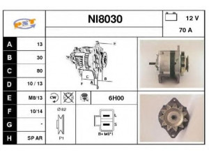 SNRA NI8030 kintamosios srovės generatorius 
 Elektros įranga -> Kint. sr. generatorius/dalys -> Kintamosios srovės generatorius
23100G5700, LR170406