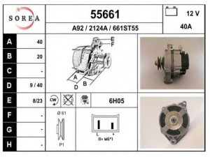 EAI 55661 kintamosios srovės generatorius 
 Elektros įranga -> Kint. sr. generatorius/dalys -> Kintamosios srovės generatorius
57051B, 95493098R, 95493372R, 95494230R