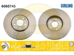 GIRLING 6060745 stabdžių diskas 
 Stabdžių sistema -> Diskinis stabdys -> Stabdžių diskas
05135475AA, 5135475AA, 5135475AB