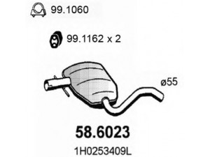 ASSO 58.6023 vidurinis duslintuvas 
 Išmetimo sistema -> Duslintuvas
1H0253409L, 1H0253409P