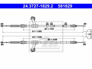 ATE 24.3727-1829.2 trosas, stovėjimo stabdys 
 Stabdžių sistema -> Valdymo svirtys/trosai
D651-44-400D, D651-44-400E, D651-44-400G