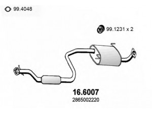 ASSO 16.6007 vidurinis duslintuvas 
 Išmetimo sistema -> Duslintuvas
2865002220, 2870005300, 2870005350
