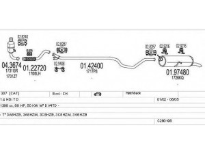 MTS C260196006095 išmetimo sistema 
 Išmetimo sistema -> Išmetimo sistema, visa