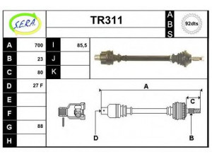 SERA TR311 kardaninis velenas 
 Ratų pavara -> Kardaninis velenas
7701349901, 7701351366