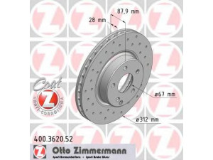 ZIMMERMANN 400.3620.52 stabdžių diskas 
 Dviratė transporto priemonės -> Stabdžių sistema -> Stabdžių diskai / priedai
211 421 09 1264, 211 421 0912