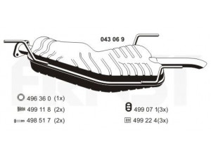 ERNST 043069 galinis duslintuvas 
 Išmetimo sistema -> Duslintuvas
58 52 898, 8 52 418, 24422470