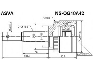 ASVA NS-QG18A42 jungčių komplektas, kardaninis velenas 
 Ratų pavara -> Sujungimai/komplektas
39211-BM726