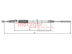 METZGER 10.7408 trosas, stovėjimo stabdys 
 Stabdžių sistema -> Valdymo svirtys/trosai
191 609 721H, 191 609 721K