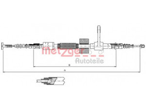 METZGER 251.32 trosas, stovėjimo stabdys 
 Stabdžių sistema -> Valdymo svirtys/trosai
60624591