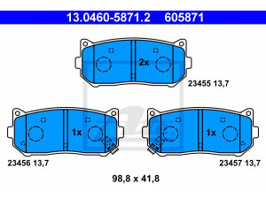 ATE 13.0460-5871.2 stabdžių trinkelių rinkinys, diskinis stabdys 
 Techninės priežiūros dalys -> Papildomas remontas
0K2FC-26-28Z, 0K9A0-26-28Z