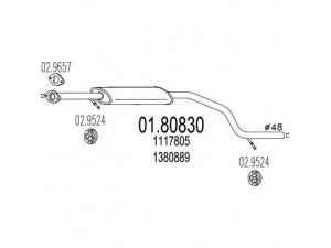 MTS 01.80830 vidurinis duslintuvas 
 Išmetimo sistema -> Duslintuvas
1117805, 1117807, 1135430, 1380889