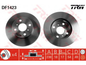 TRW DF1423 stabdžių diskas 
 Dviratė transporto priemonės -> Stabdžių sistema -> Stabdžių diskai / priedai
4351212250, 4351212260, 4351212290