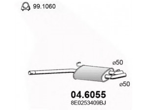 ASSO 04.6055 vidurinis duslintuvas 
 Išmetimo sistema -> Duslintuvas
8E0253409AA, 8E0253409BJ