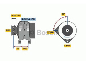 BOSCH 0 986 080 080 kintamosios srovės generatorius 
 Elektros įranga -> Kint. sr. generatorius/dalys -> Kintamosios srovės generatorius
028 903 026 J, 074 903 025 L, 074 903 025 LX