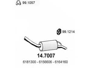 ASSO 14.7007 galinis duslintuvas 
 Išmetimo sistema -> Duslintuvas
1507240, 5023345, 6156606, 6156607