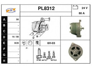 SNRA PL8312 kintamosios srovės generatorius
1089862, 1621048, 5003398