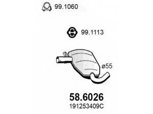 ASSO 58.6026 vidurinis duslintuvas 
 Išmetimo sistema -> Duslintuvas
191253409C, 1L0253409A, 191253409C