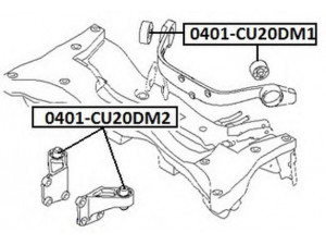 ASVA 0401-CU20DM1 valdymo svirties/išilginių svirčių įvorė 
 Ašies montavimas/vairavimo mechanizmas/ratai -> Valdymo svirtis/pasukamosios svirties sujungimas -> Montavimas/sutvirtinimas
MN100065, MR594994